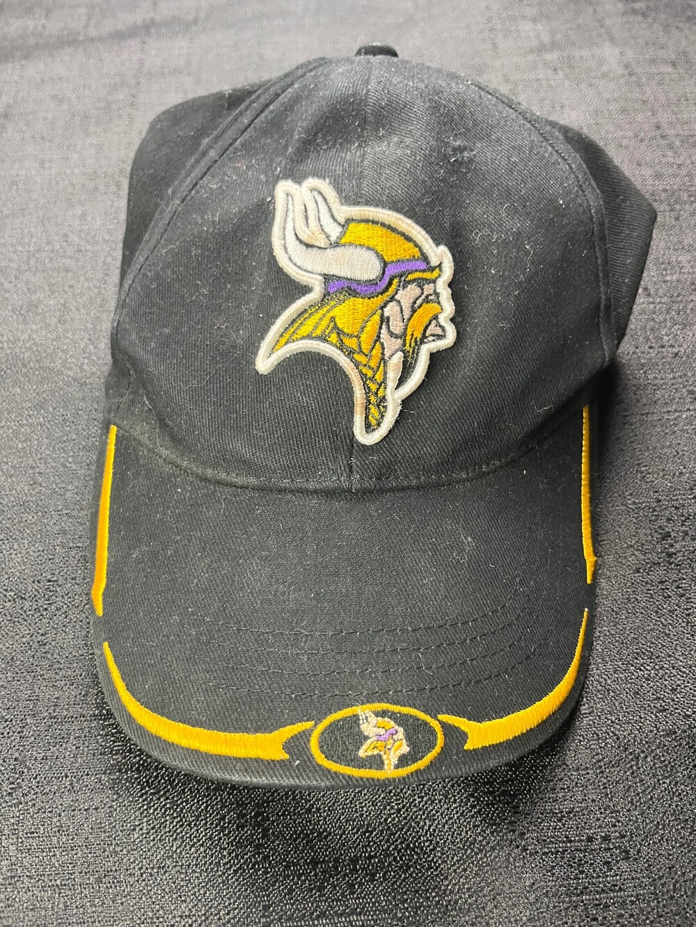 Minnesota Vikings Game Day Black Baseball Cap Cotton Spandex Adjustable Strap